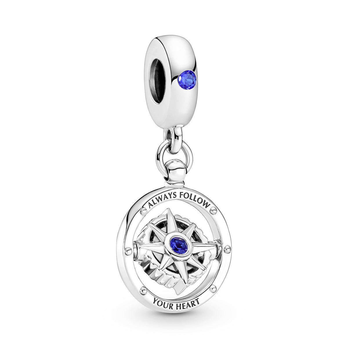 Dangle Charm – Sterling Silver – Spinning Compass