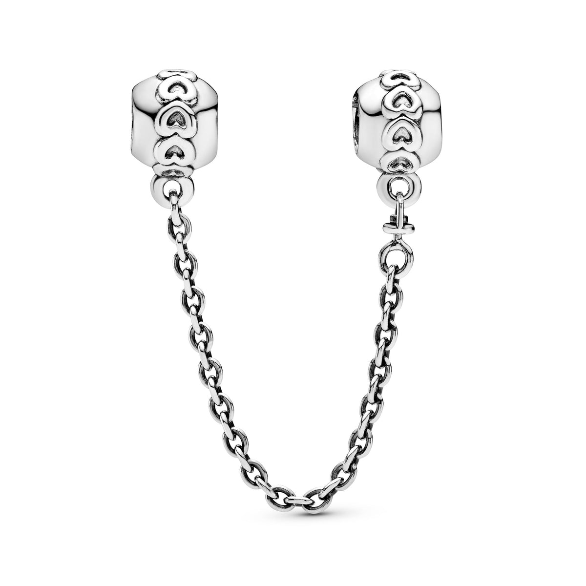 Safety Chain Charm – Sterling Silver – Band of Hearts