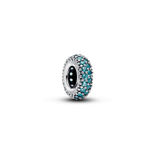 Charm – Sterling Silver – Ice Blue Stone Spacer
