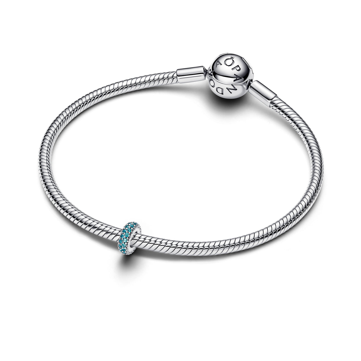 Charm – Sterling Silver – Ice Blue Stone Spacer