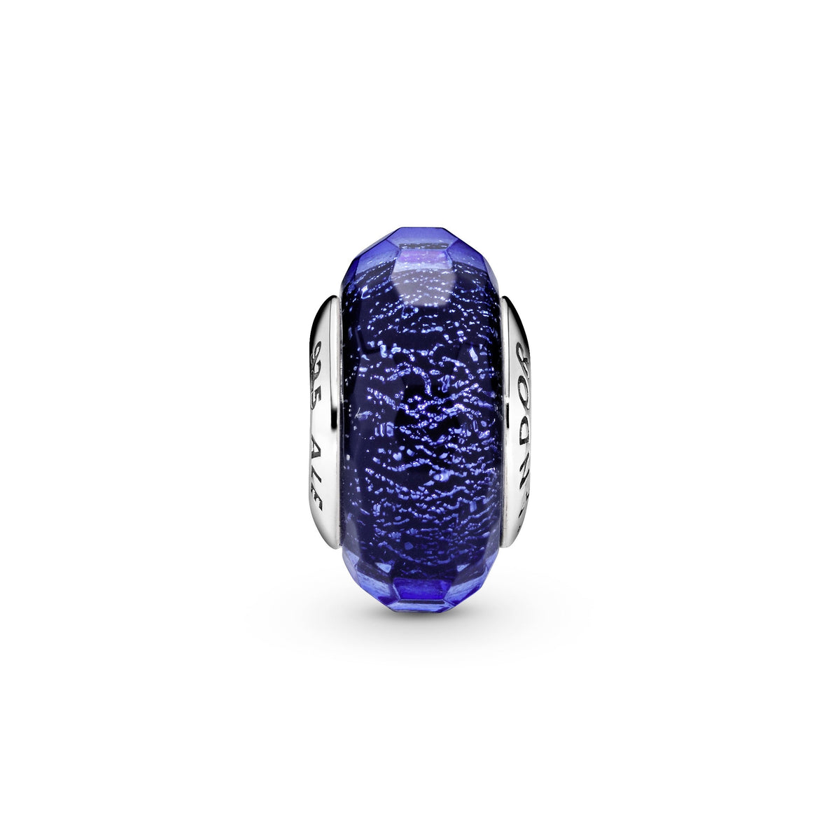 Charm – Sterling Silver – Faceted Blue Murano Glass
