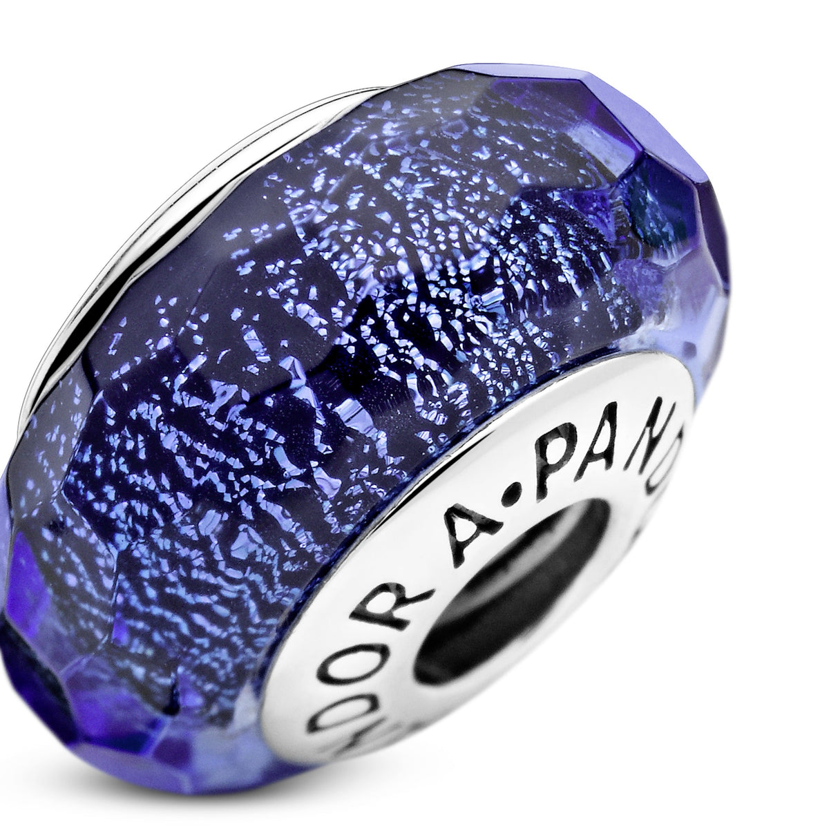 Charm – Sterling Silver – Faceted Blue Murano Glass