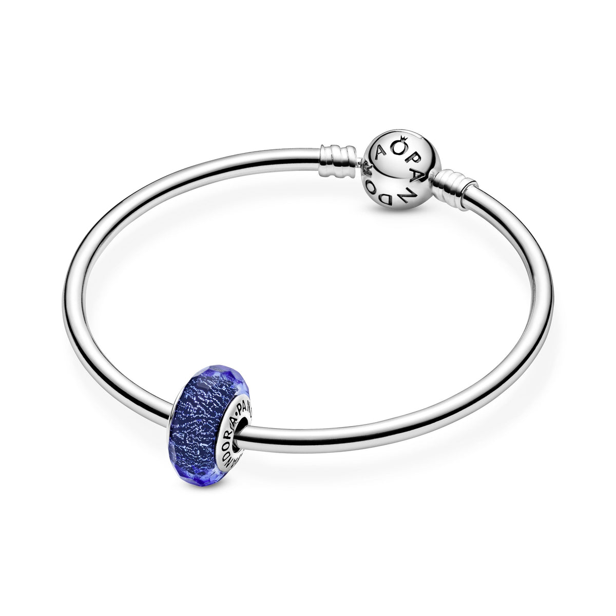 Charm – Sterling Silver – Faceted Blue Murano Glass
