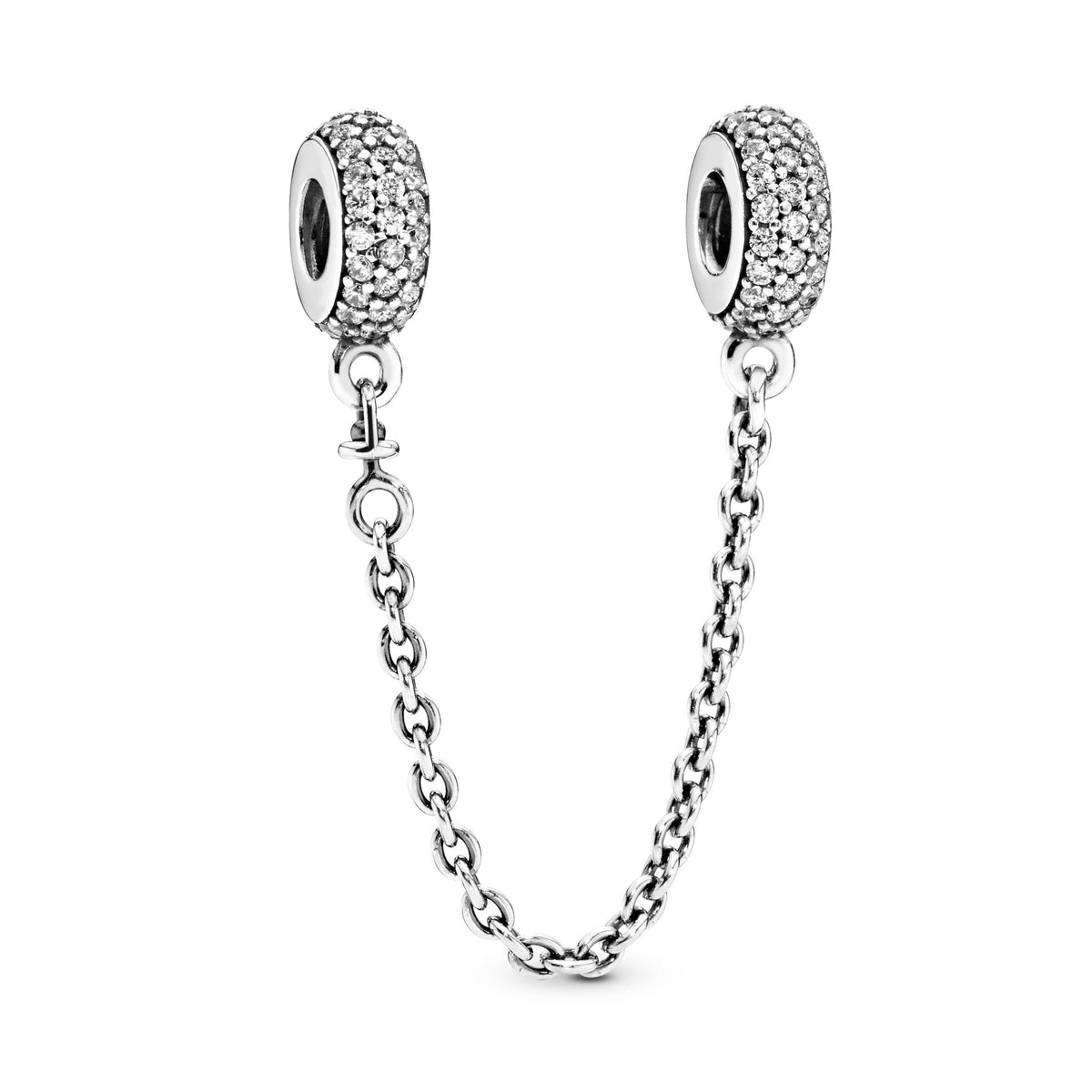 Safety Chain Charm – Sterling Silver – Sparkling Pavé