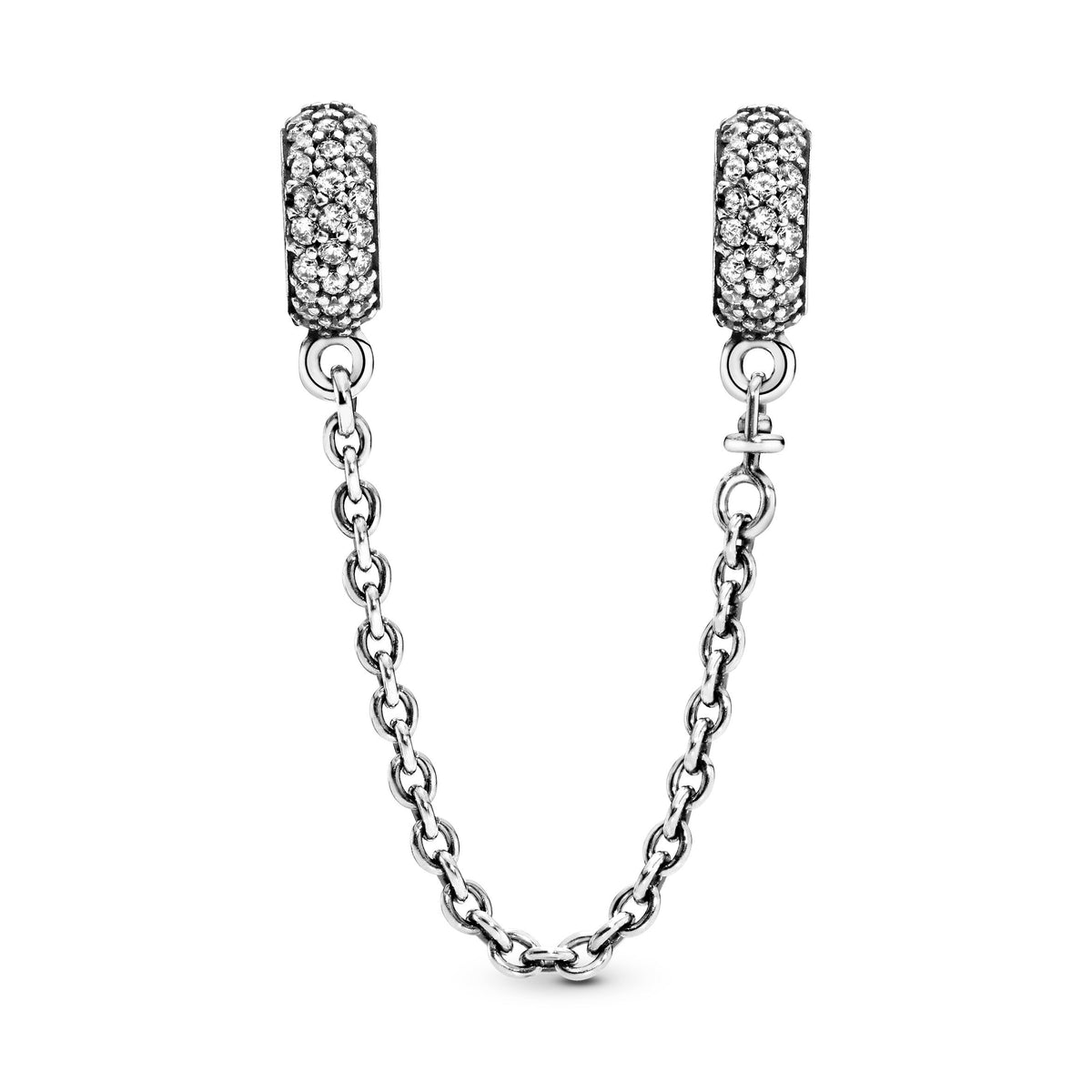 Safety Chain Charm – Sterling Silver – Sparkling Pavé