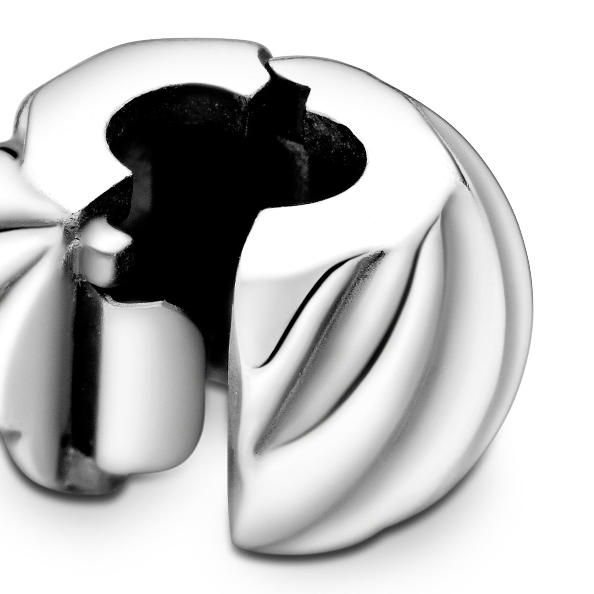 Clip Charm – Sterling Silver – Polished Feathered
