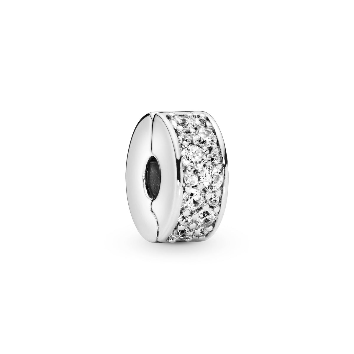 Clip Charm – Sterling Silver – Clear Pavé