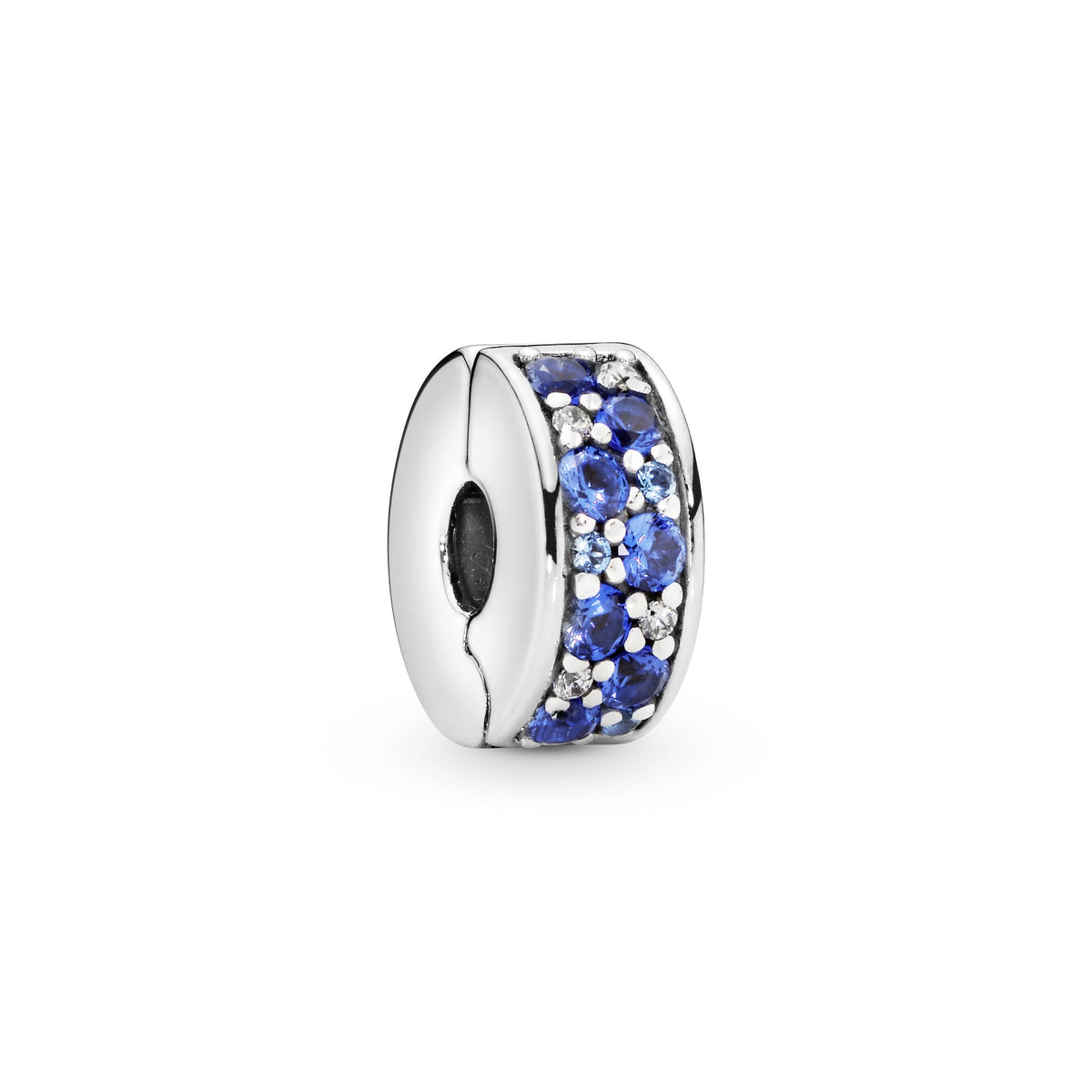 Clip Charm – Sterling Silver – Blue Pavé