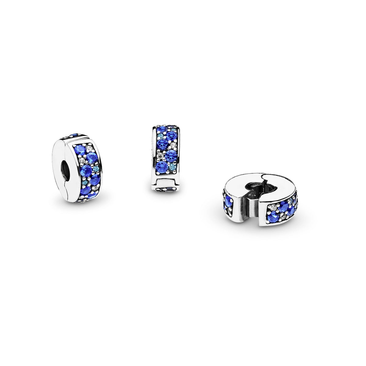 Clip Charm – Sterling Silver – Blue Pavé