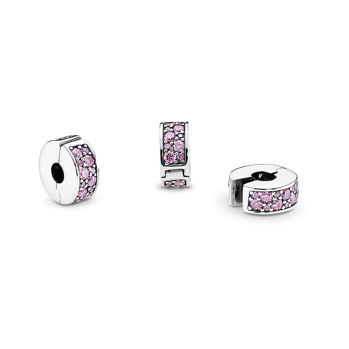 Clip Charm – Sterling Silver – Pink Pavé