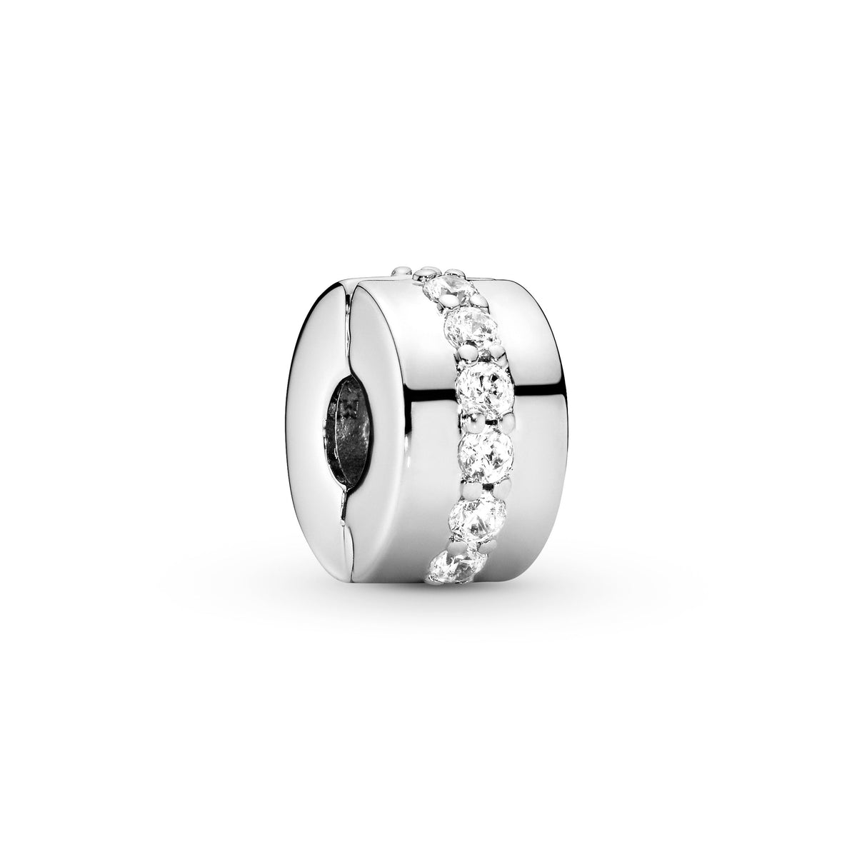Clip Charm – Sterling Silver – Clear Sparkling Row