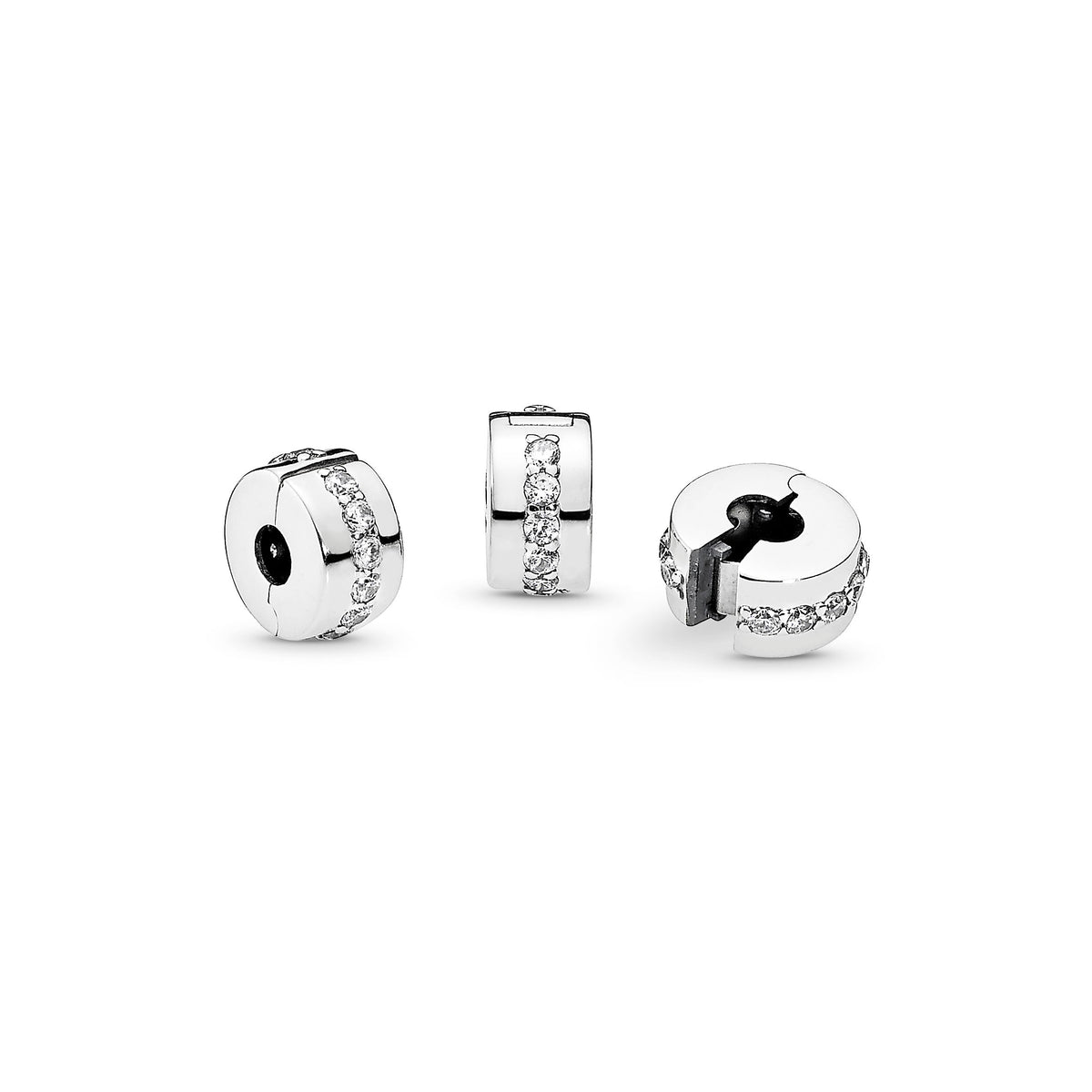Clip Charm – Sterling Silver – Clear Sparkling Row