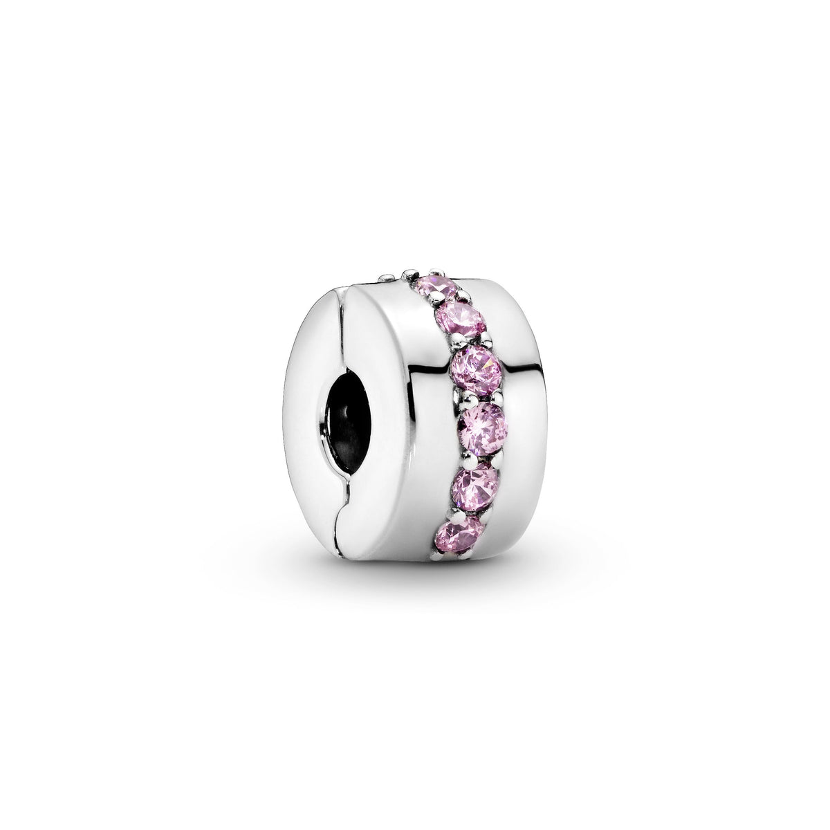 Clip Charm – Sterling Silver – Pink Sparkling Row