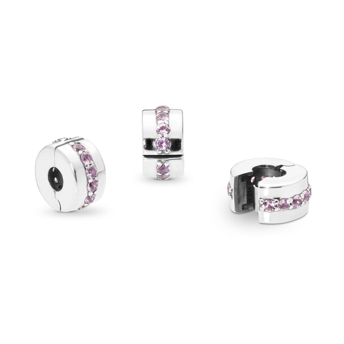 Clip Charm – Sterling Silver – Pink Sparkling Row