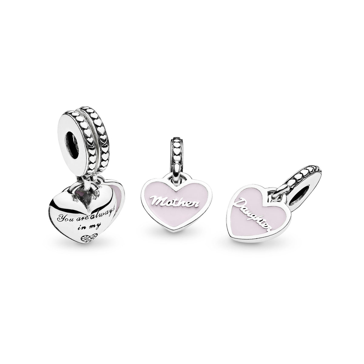 Dangle Charm – Sterling Silver – Mother & Daughter Hearts