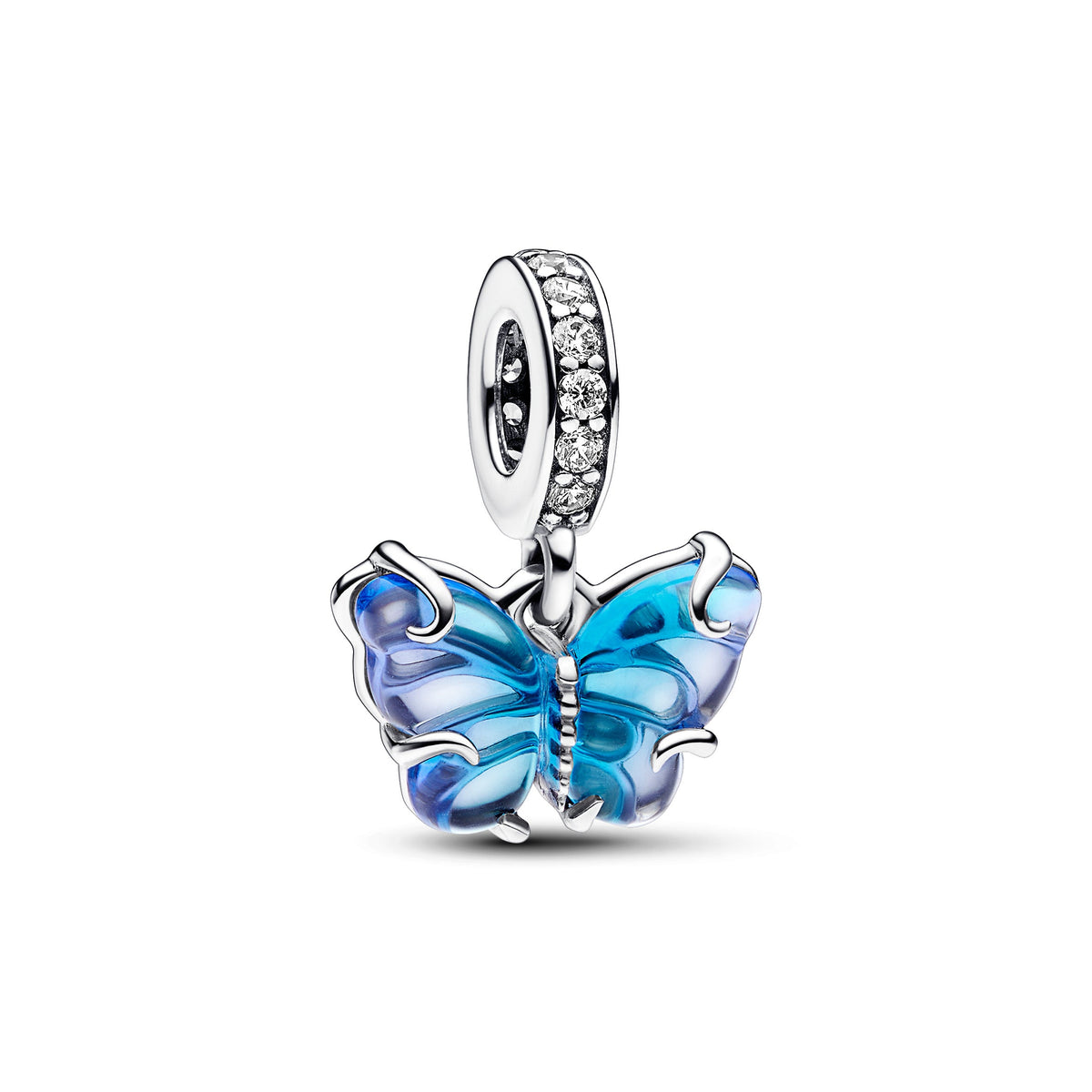 Dangle Charm – Sterling Silver – Blue Murano Glass Butterfly