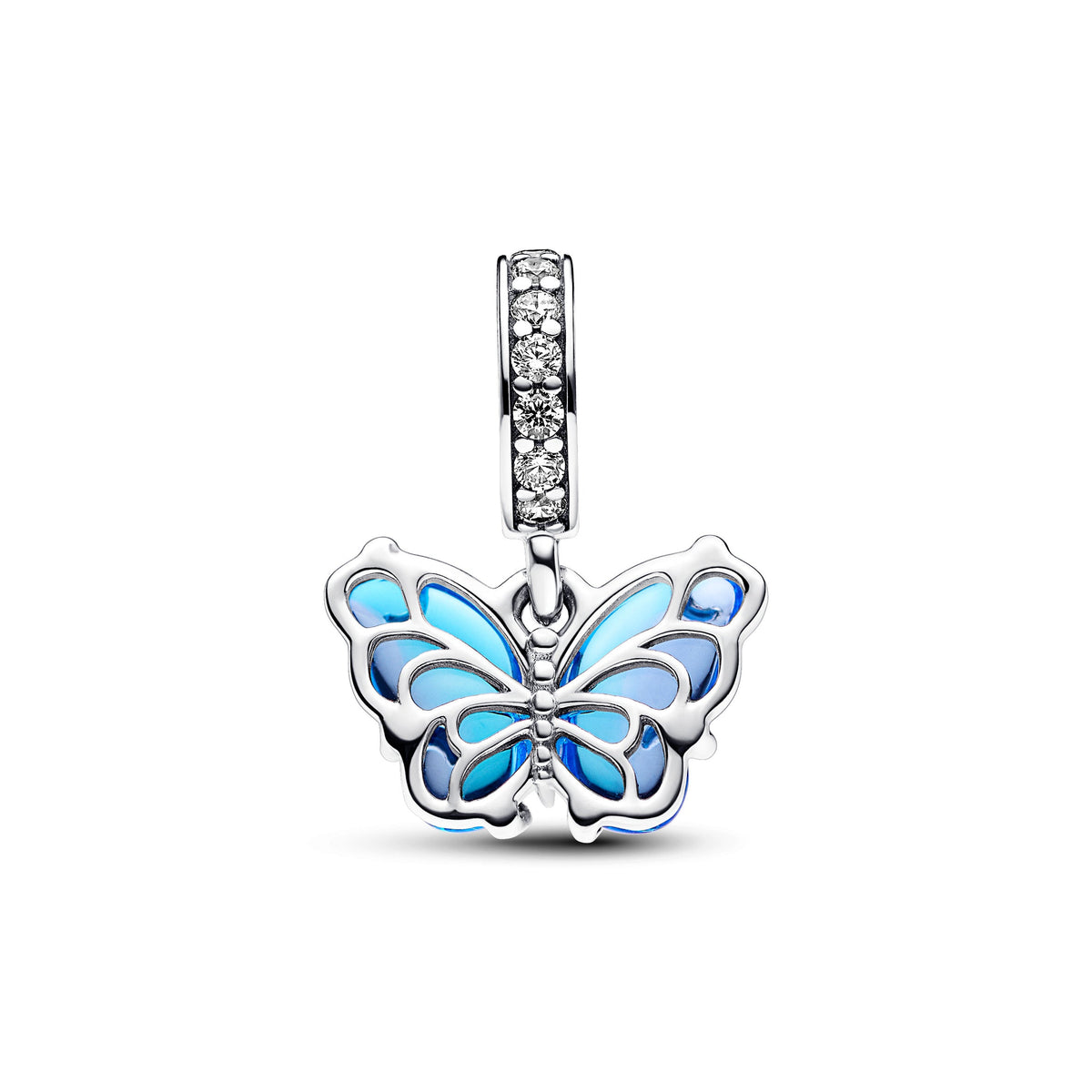 Dangle Charm – Sterling Silver – Blue Murano Glass Butterfly