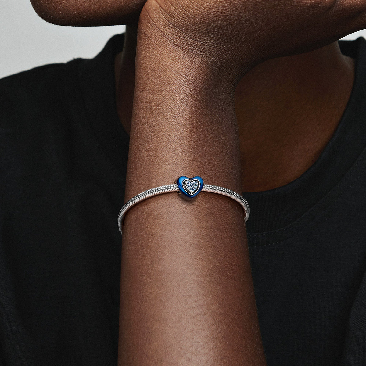 Charm – Sterling Silver – Blue Spinnable Heart