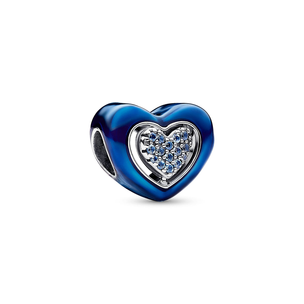 Charm – Sterling Silver – Blue Spinnable Heart