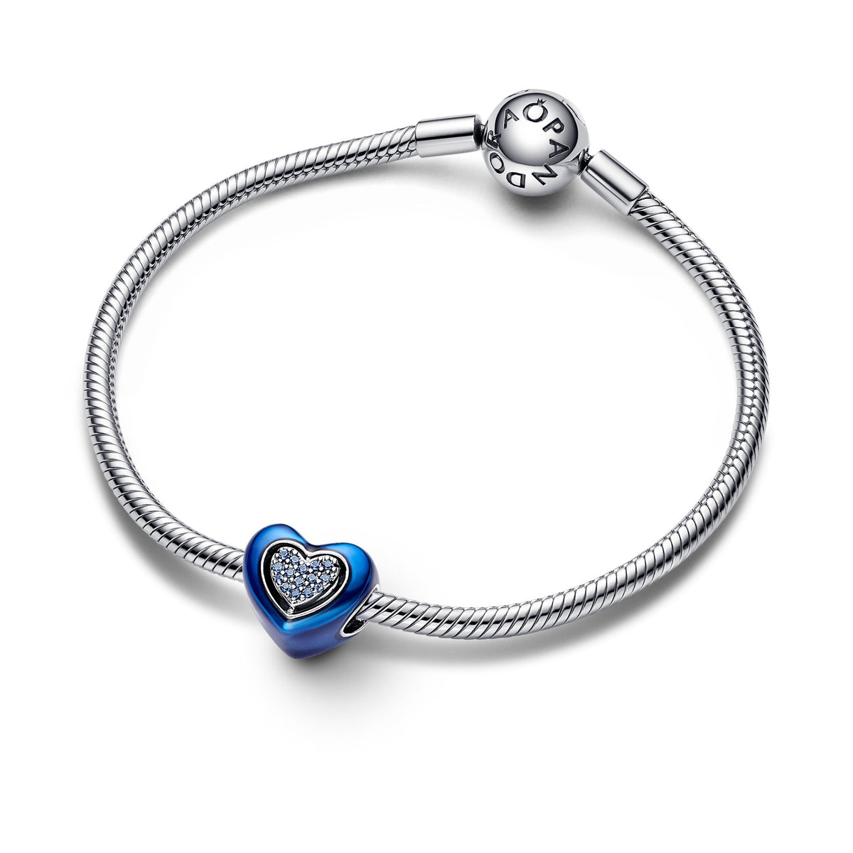 Charm – Sterling Silver – Blue Spinnable Heart
