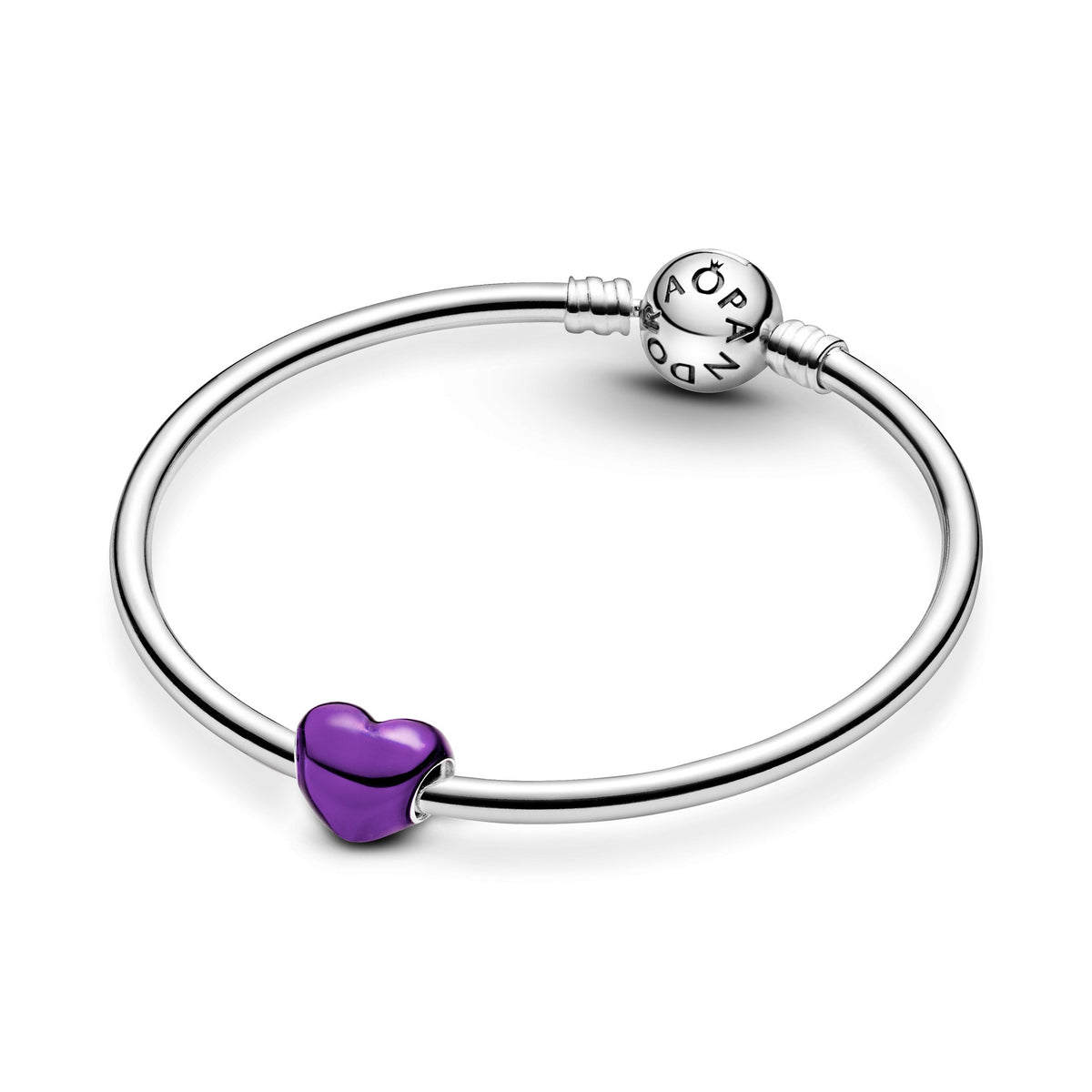 Charm – Sterling Silver – Metallic Purple Heart