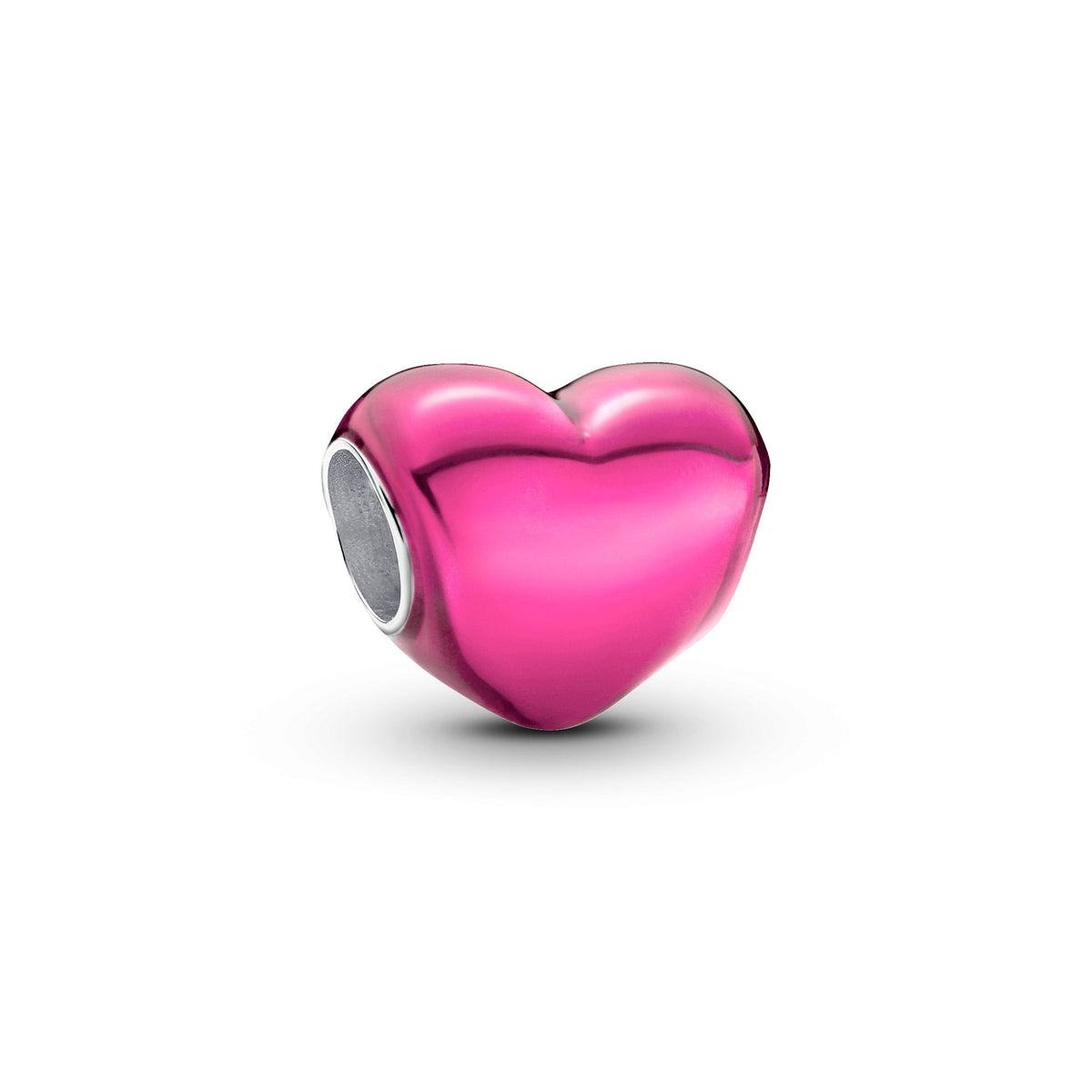 Charm – Sterling Silver – Metallic Pink Heart