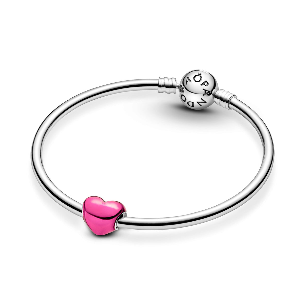 Charm – Sterling Silver – Metallic Pink Heart