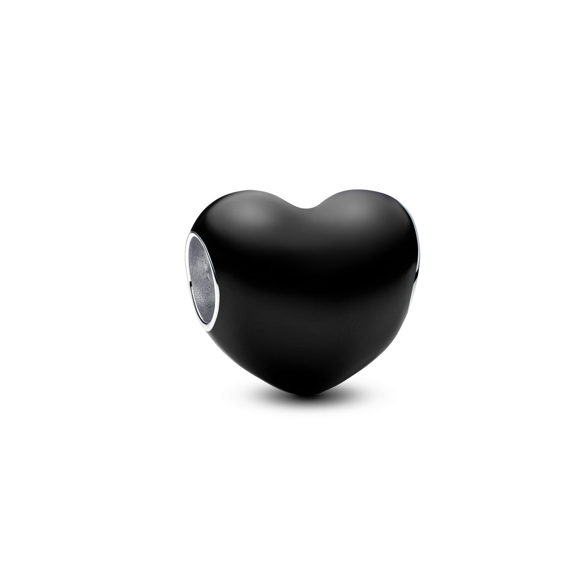 Charm – Sterling Silver – Metallic Black Heart