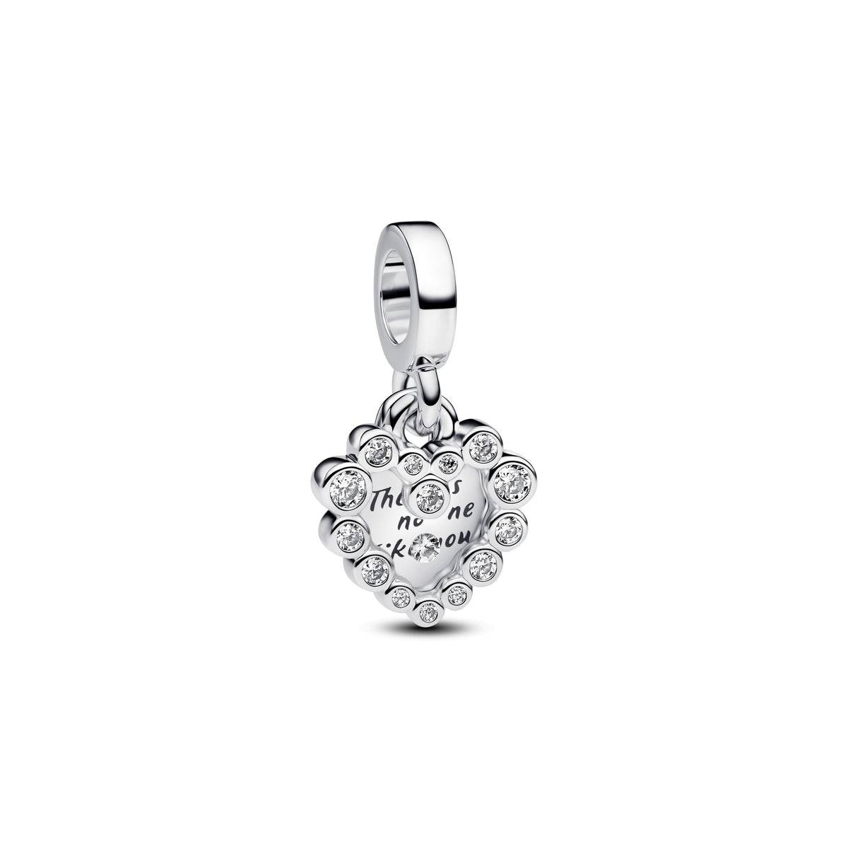 Dangle Charm – Sterling Silver – Sparkling Heart Double