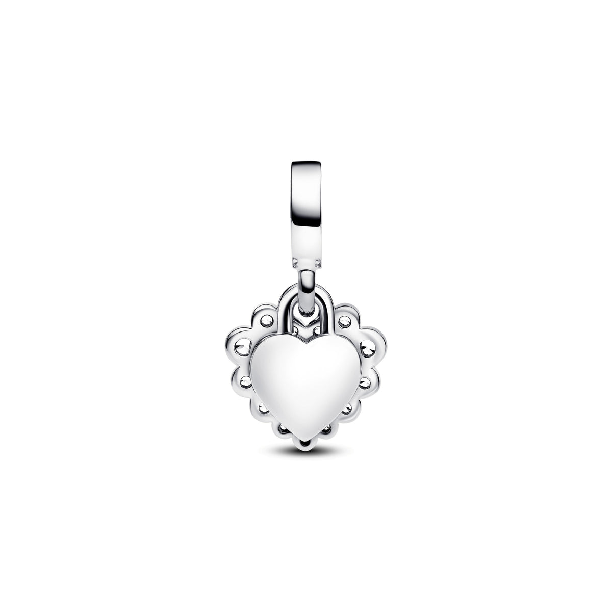 Dangle Charm – Sterling Silver – Sparkling Heart Double