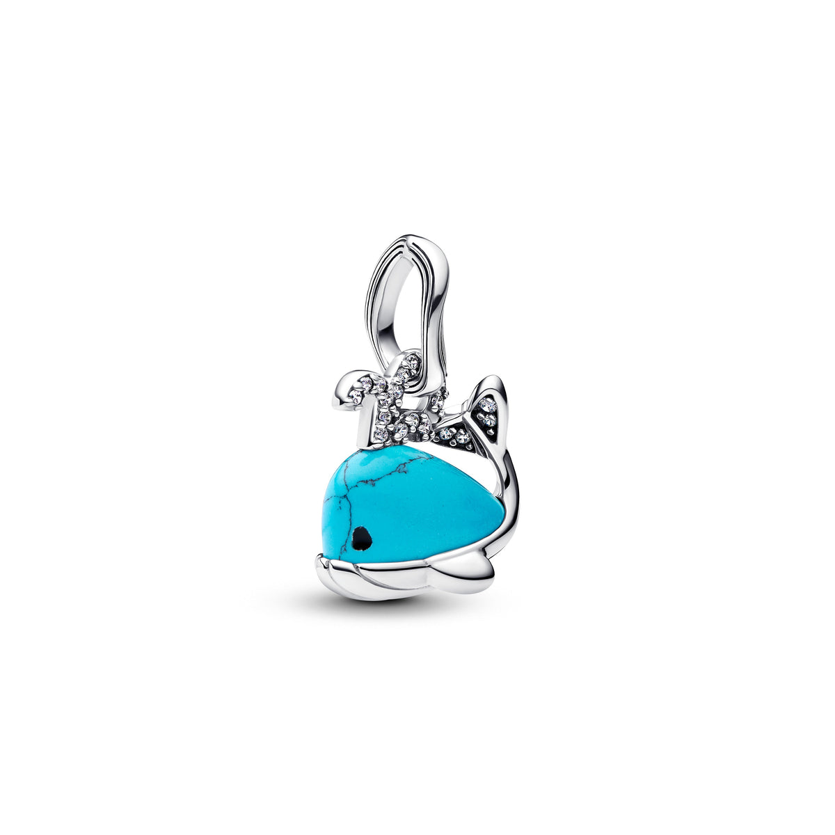 Dangle Charm – Sterling Silver – Turquoise-colored Whale