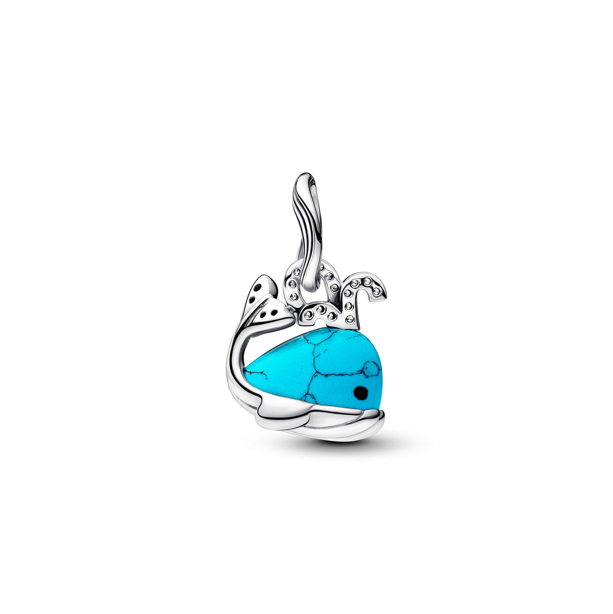 Dangle Charm – Sterling Silver – Turquoise-colored Whale