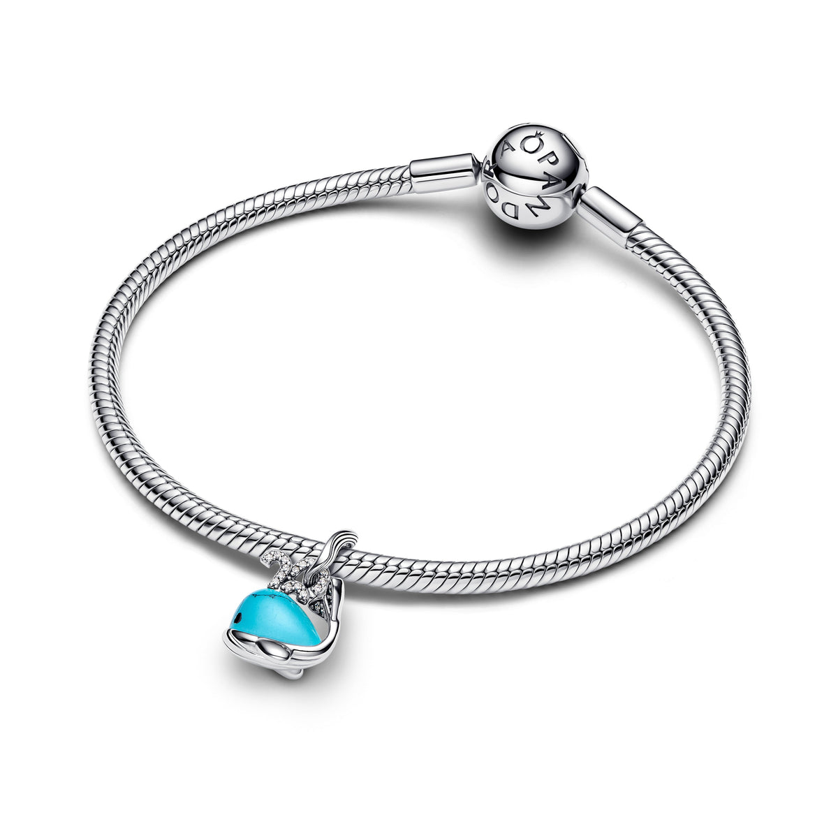 Dangle Charm – Sterling Silver – Turquoise-colored Whale