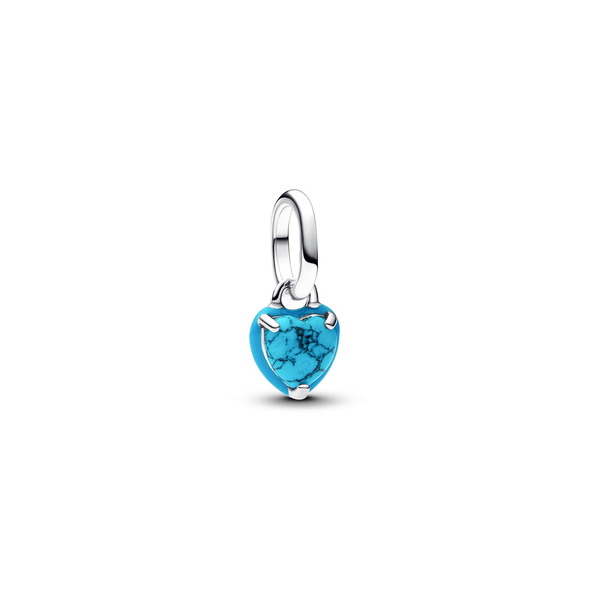 Dangle Charm – Sterling Silver – Turquoise-colored Heart Mini