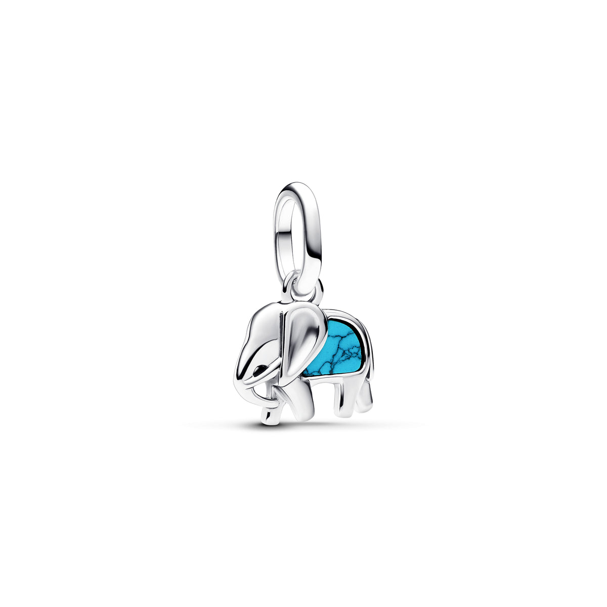 Dangle Charm – Sterling Silver – Turquoise-colored Elephant Mini