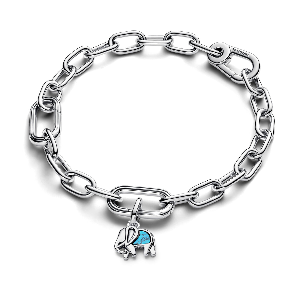 Dangle Charm – Sterling Silver – Turquoise-colored Elephant Mini