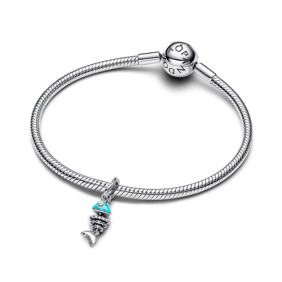 Dangle Charm – Sterling Silver – Turquoise-colored Fishbone