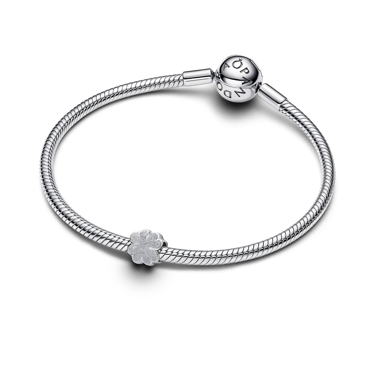 Mini Charm – Sterling Silver – Textured Clover