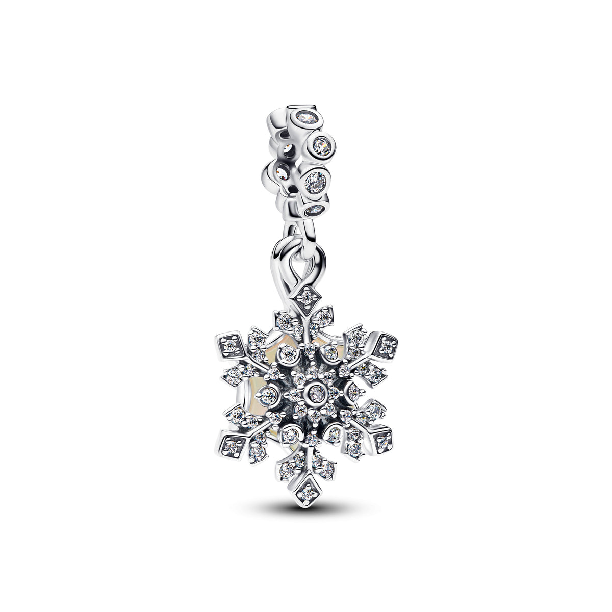 Dangle Charm – Sterling Silver – Opalescent Snowflake Double