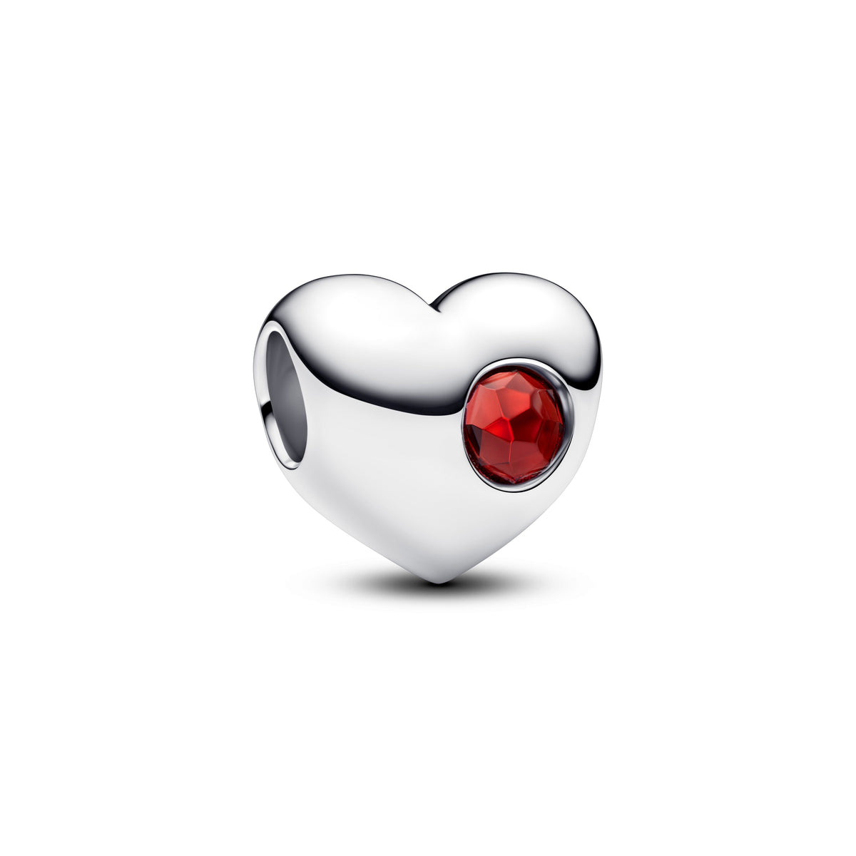 Charm – Sterling Silver – Engravable Red Stone Heart