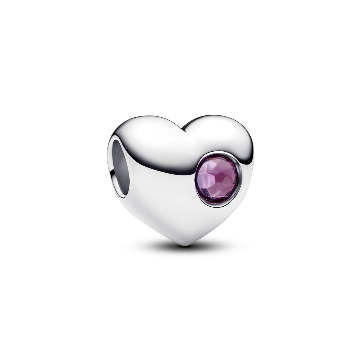 Charm – Sterling Silver – Engravable Purple Stone Heart
