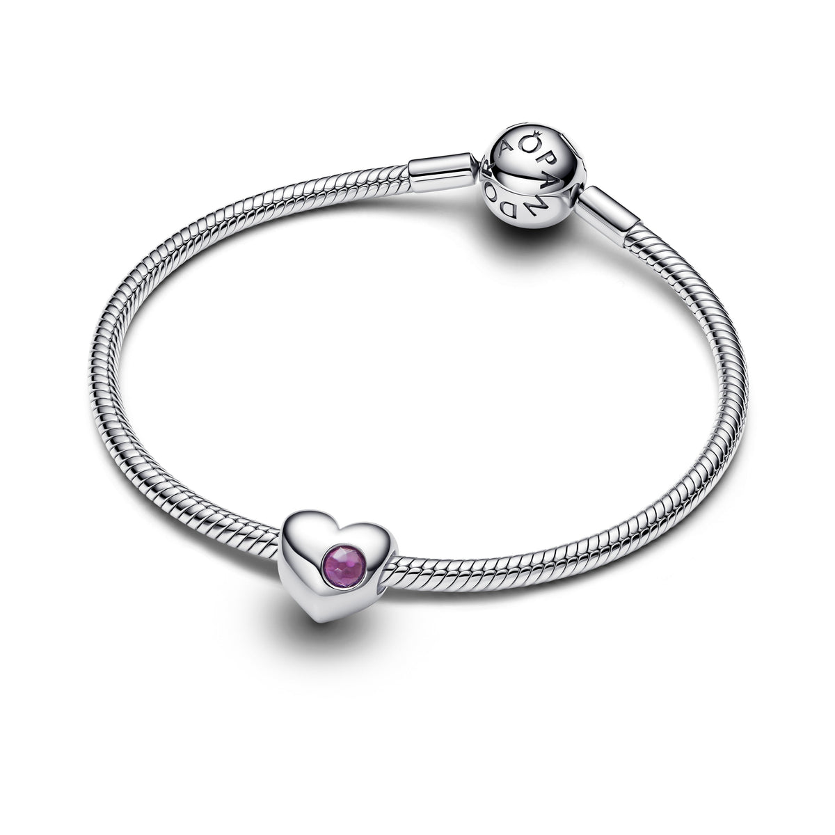 Charm – Sterling Silver – Engravable Purple Stone Heart