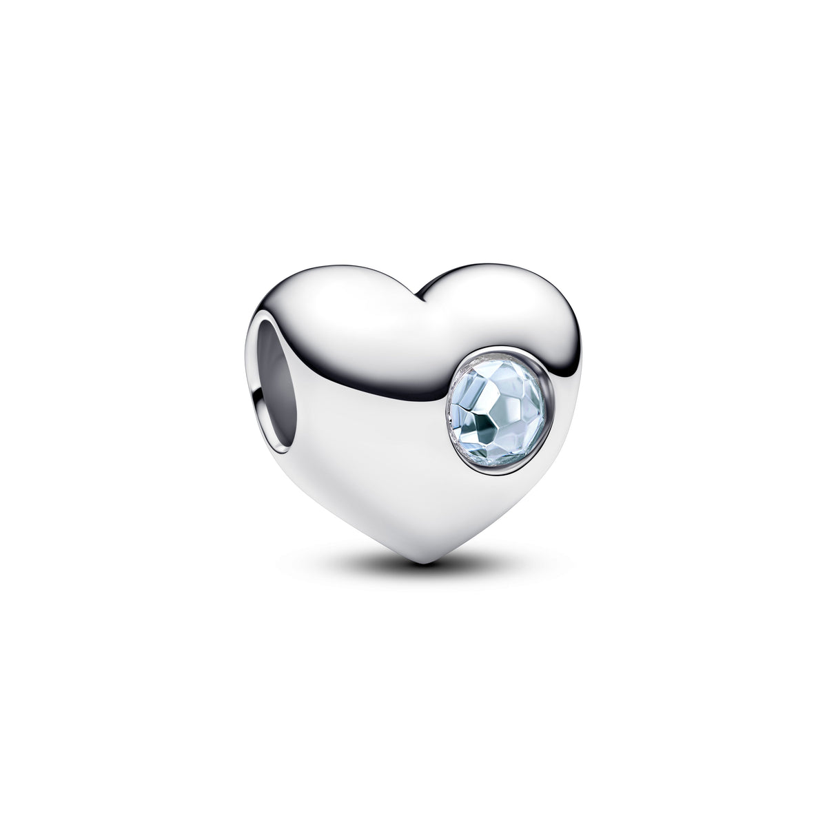 Charm – Sterling Silver – Engravable Sea Aqua Blue Stone Heart