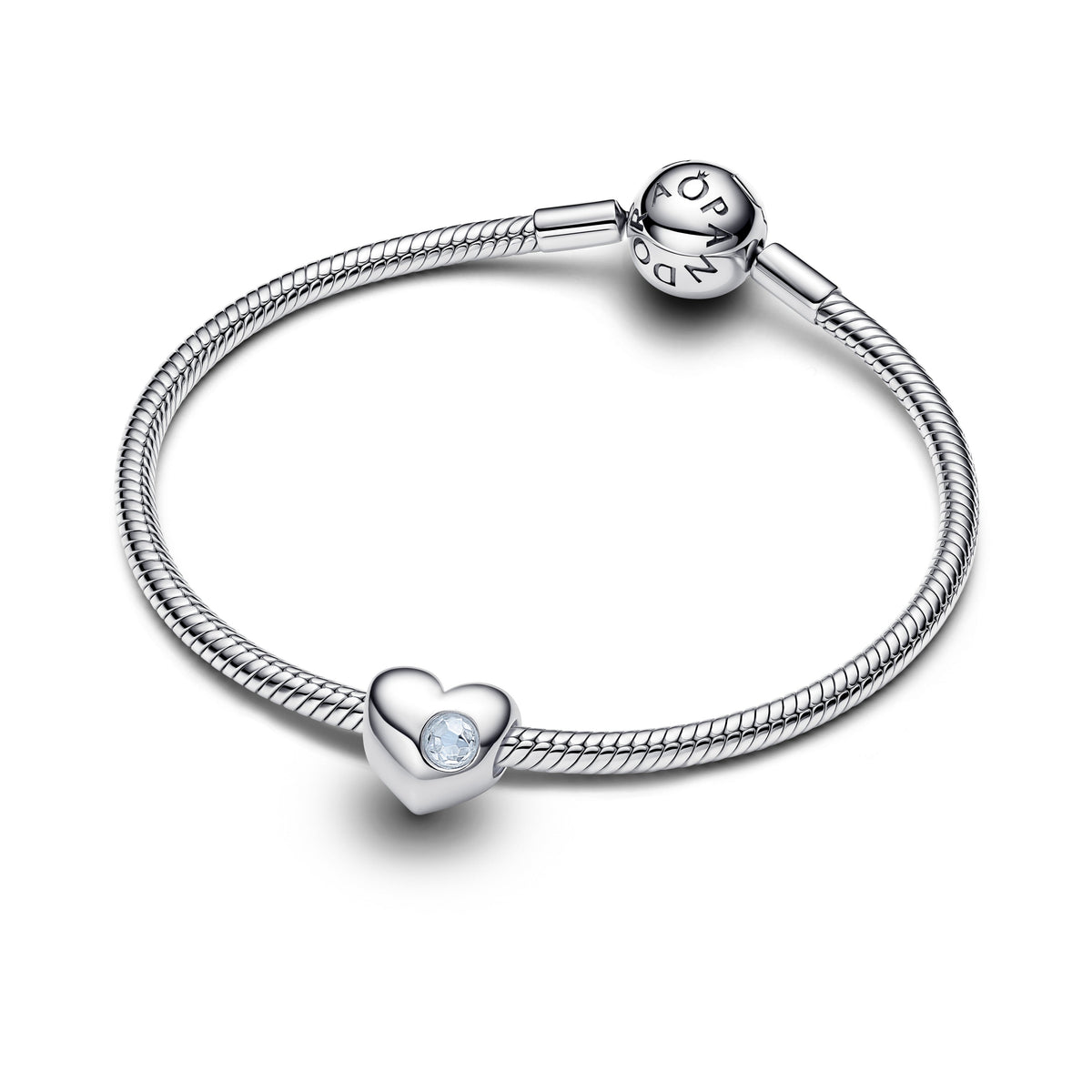 Charm – Sterling Silver – Engravable Sea Aqua Blue Stone Heart
