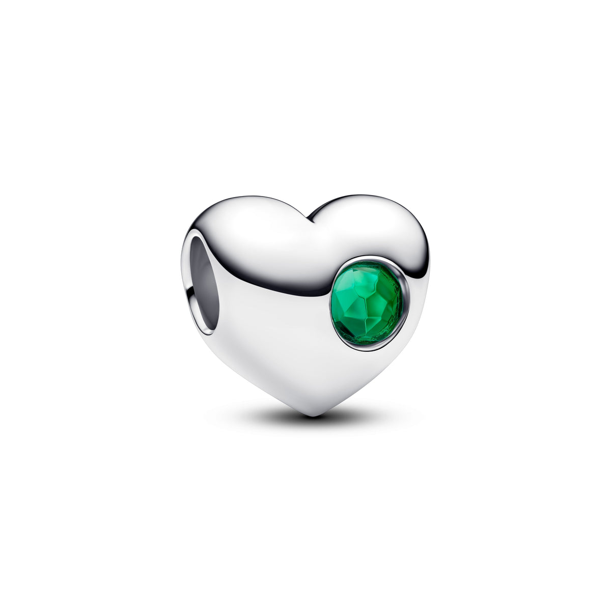 Charm – Sterling Silver – Engravable Green Stone Heart