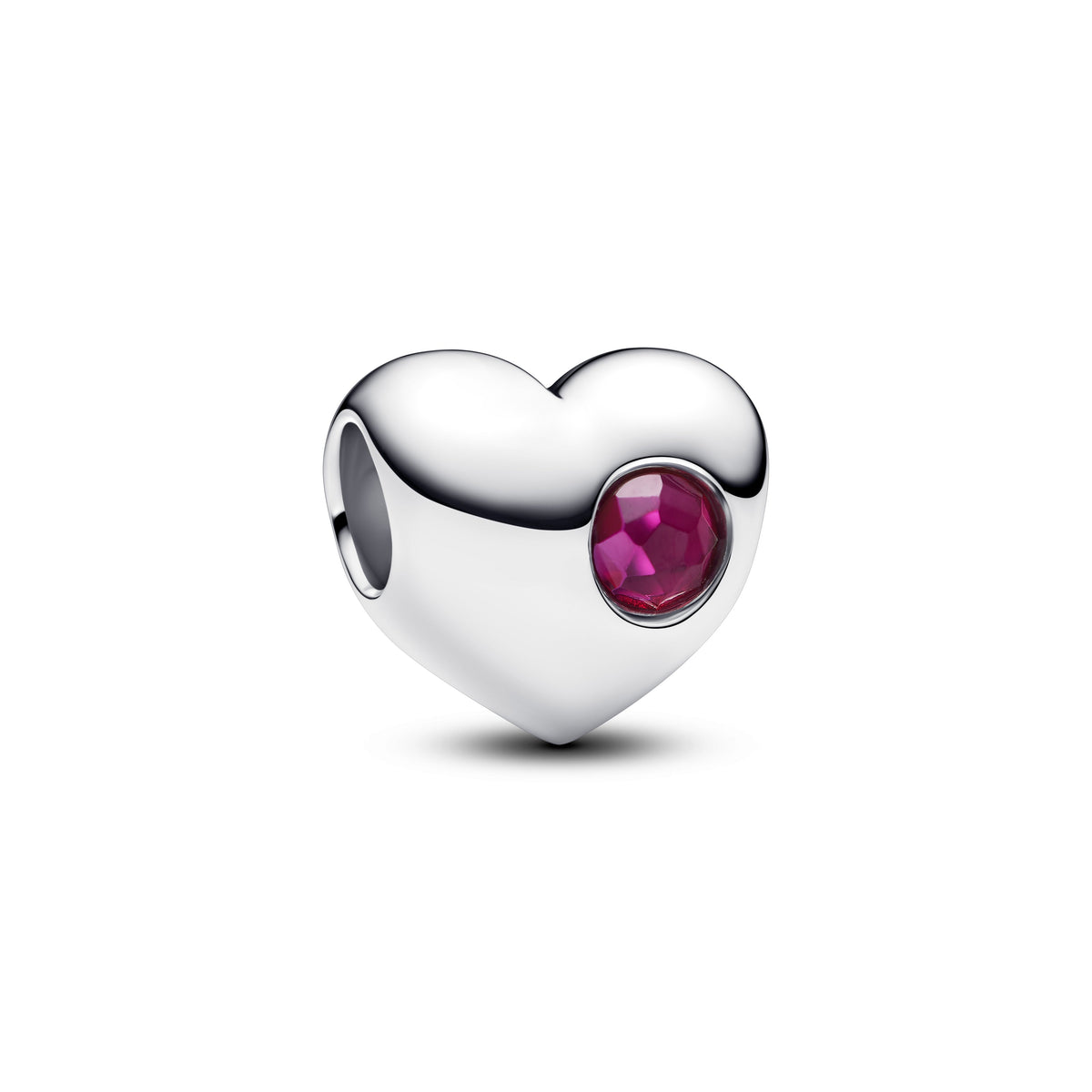 Charm – Sterling Silver – Engravable True Red Stone Heart
