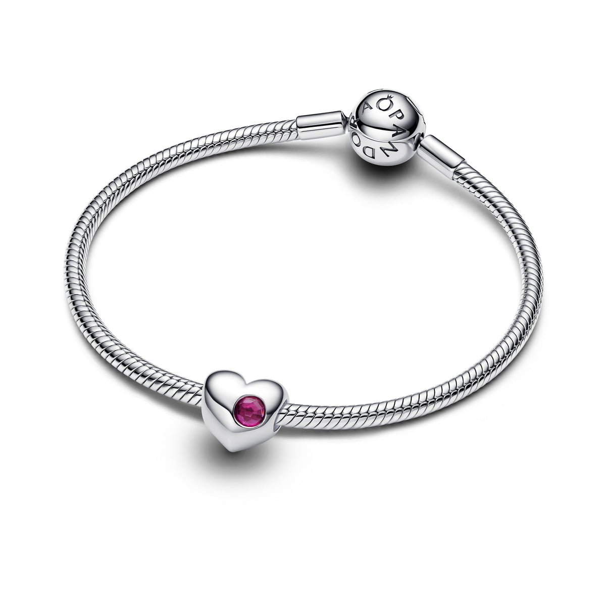 Charm – Sterling Silver – Engravable True Red Stone Heart