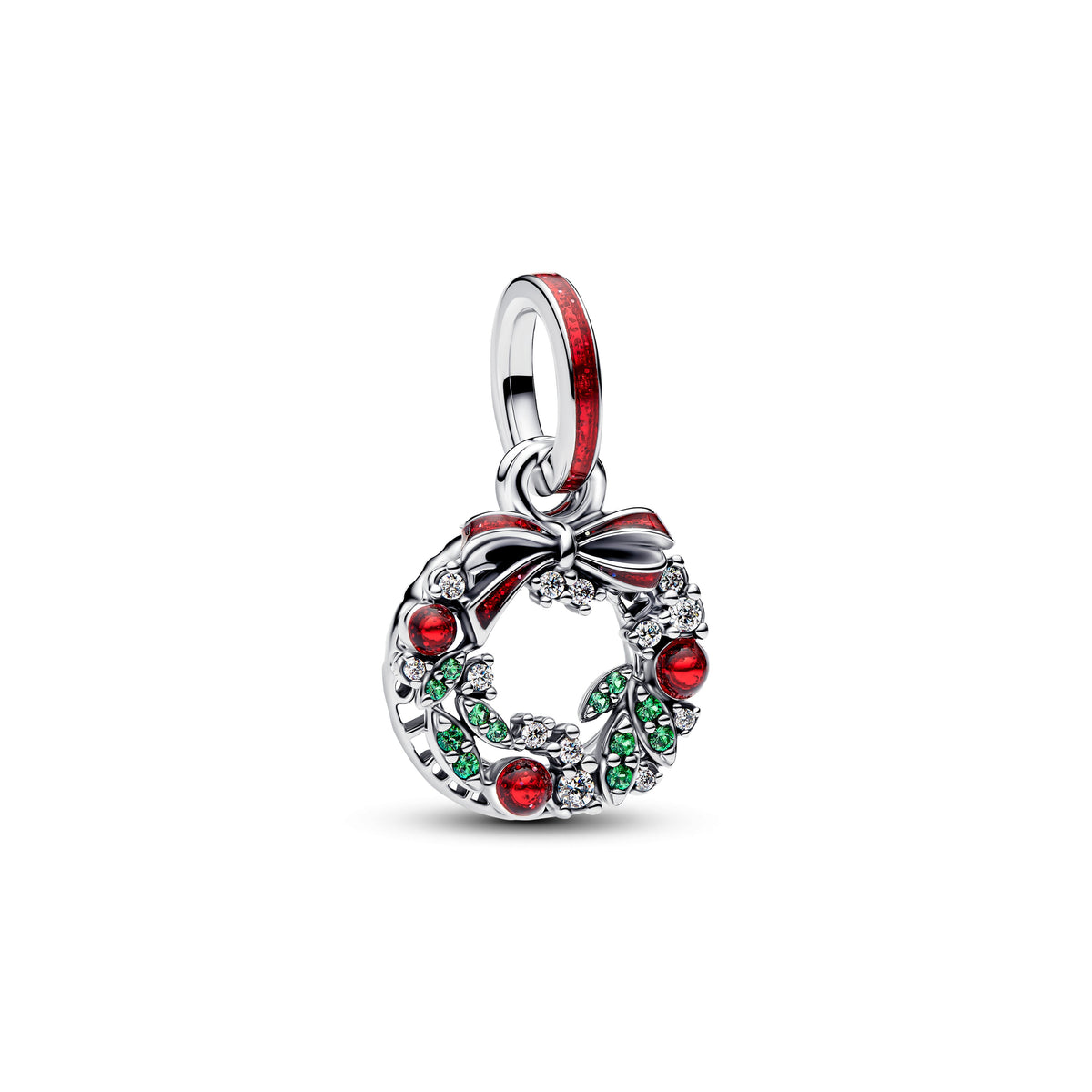 Dangle Charm – Sterling Silver – Holiday Wreath Double