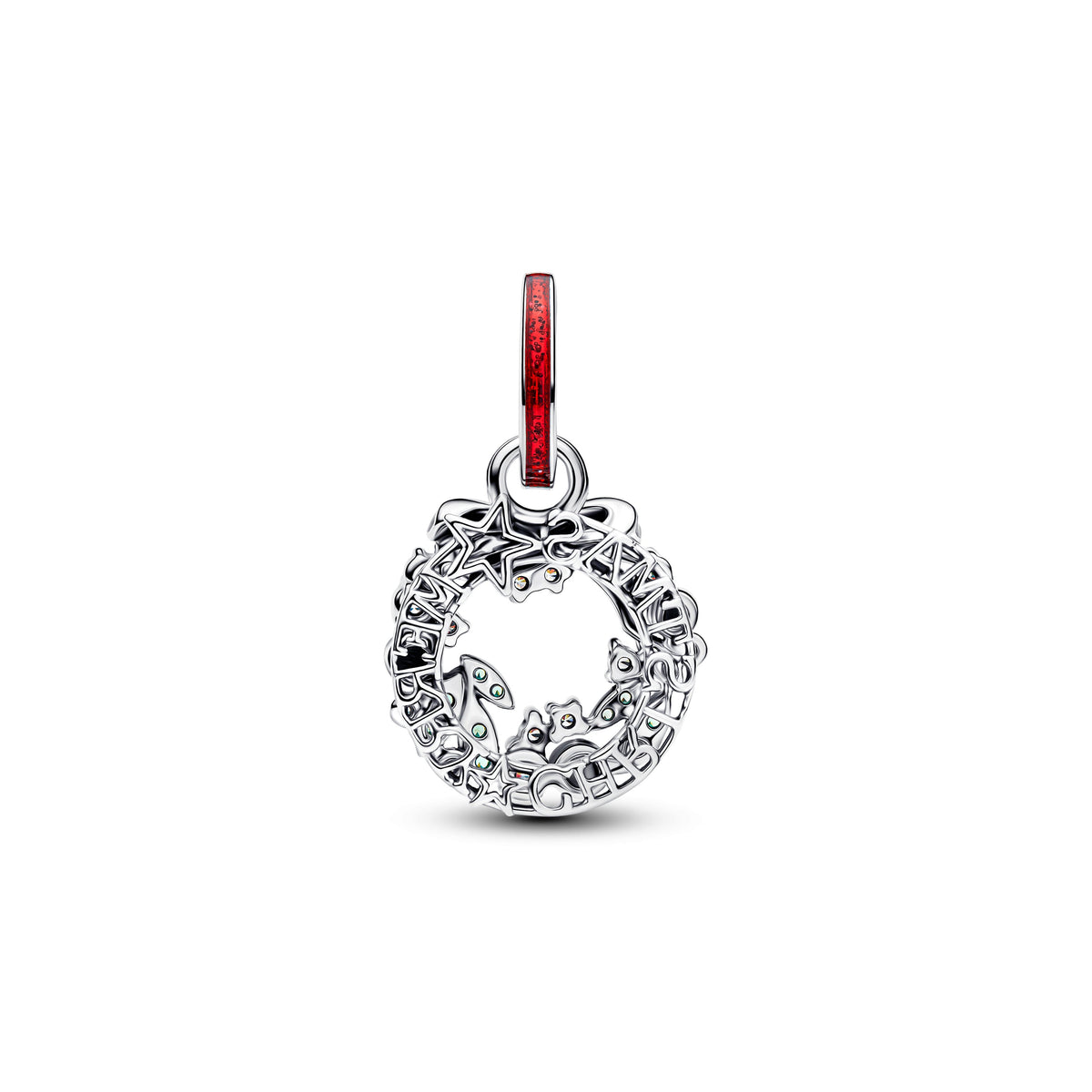 Dangle Charm – Sterling Silver – Holiday Wreath Double