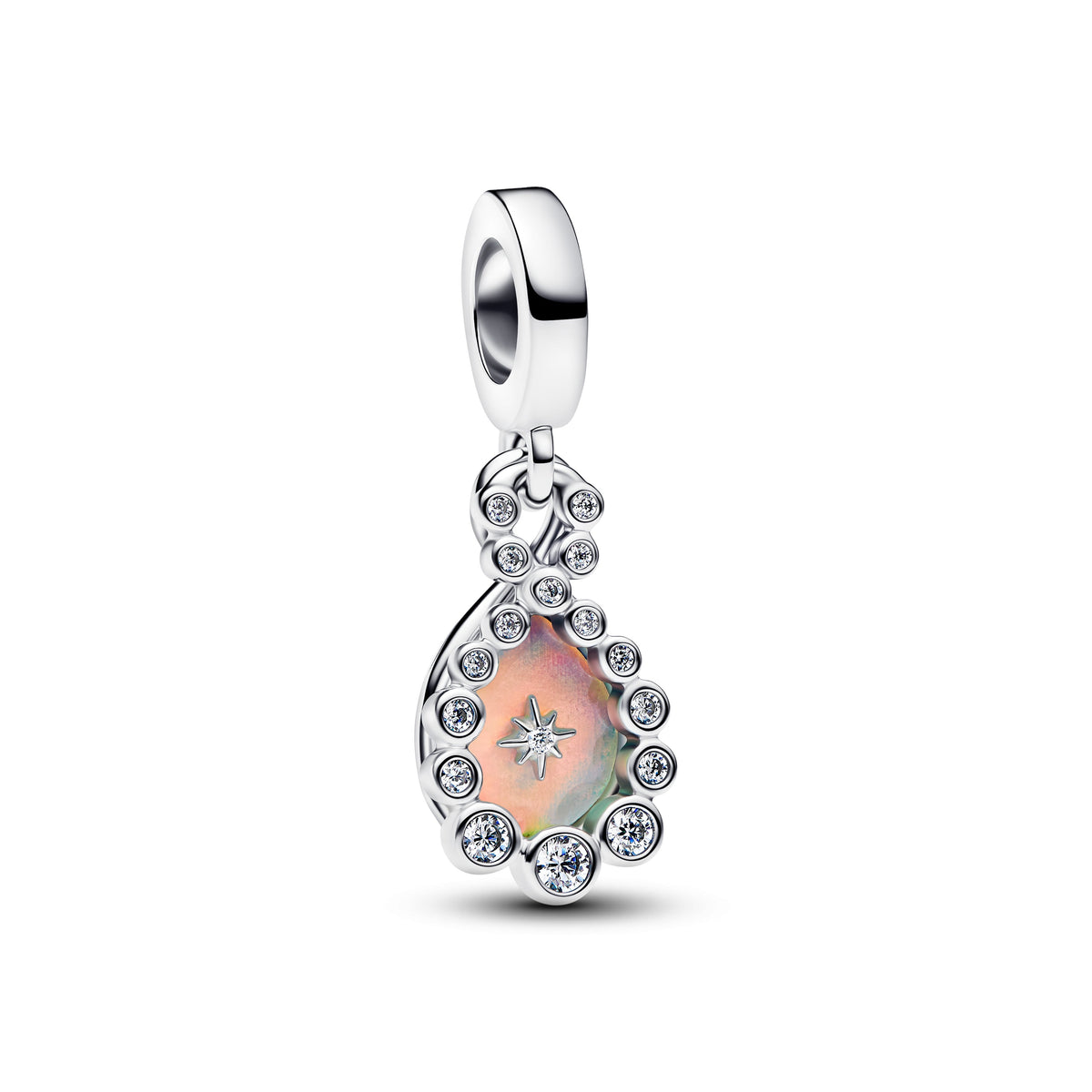 Dangle Charm – Sterling Silver – Opalescent Infinity Double